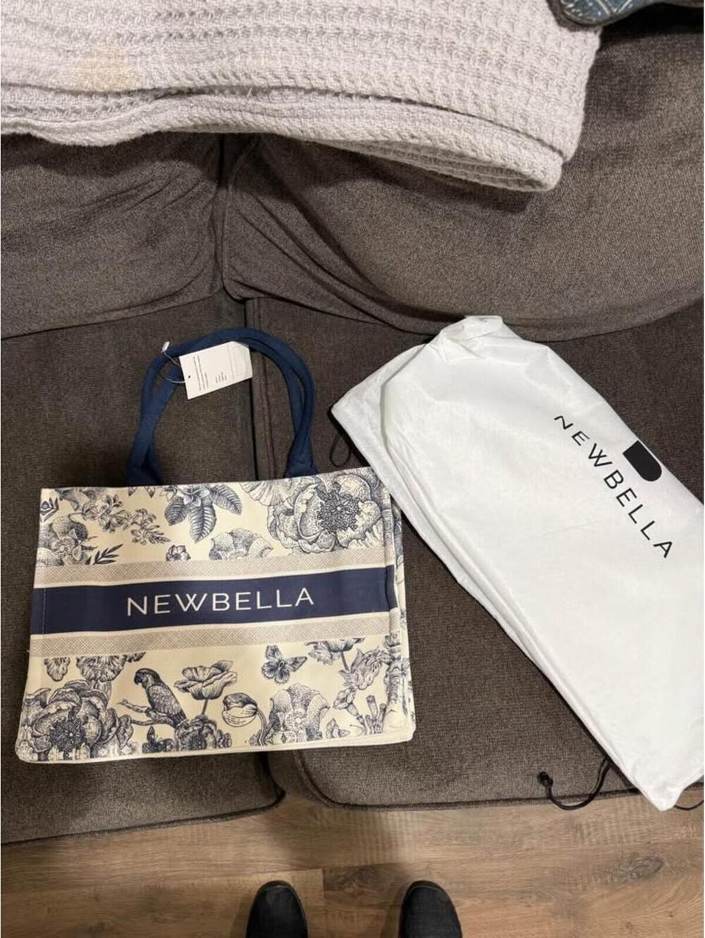 Newbella Blue White Canvas Bag